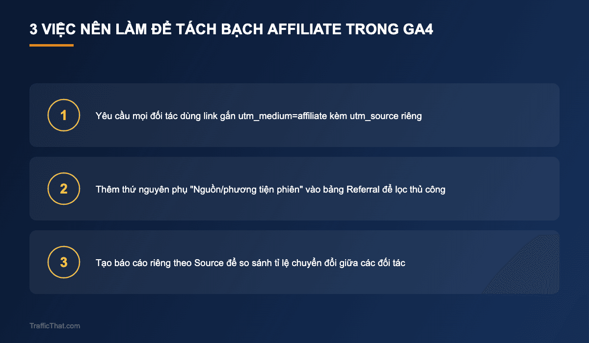 3 việc nên làm để tách bạch Affiliate trong GA4