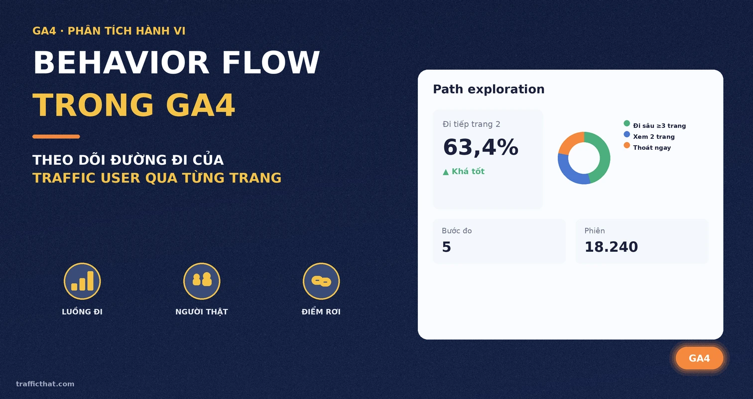 Ảnh minh họa Behavior Flow trong GA4: theo dõi đường đi của traffic user qua từng trang