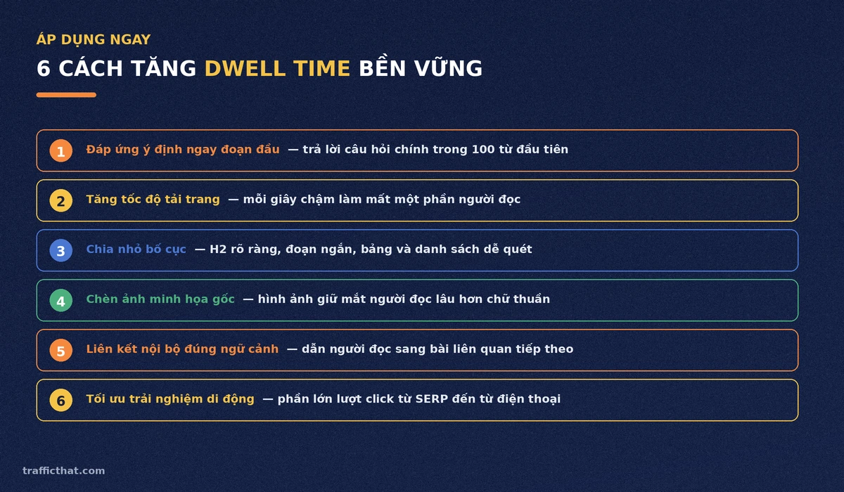 Checklist 6 cách tăng dwell time bền vững cho website