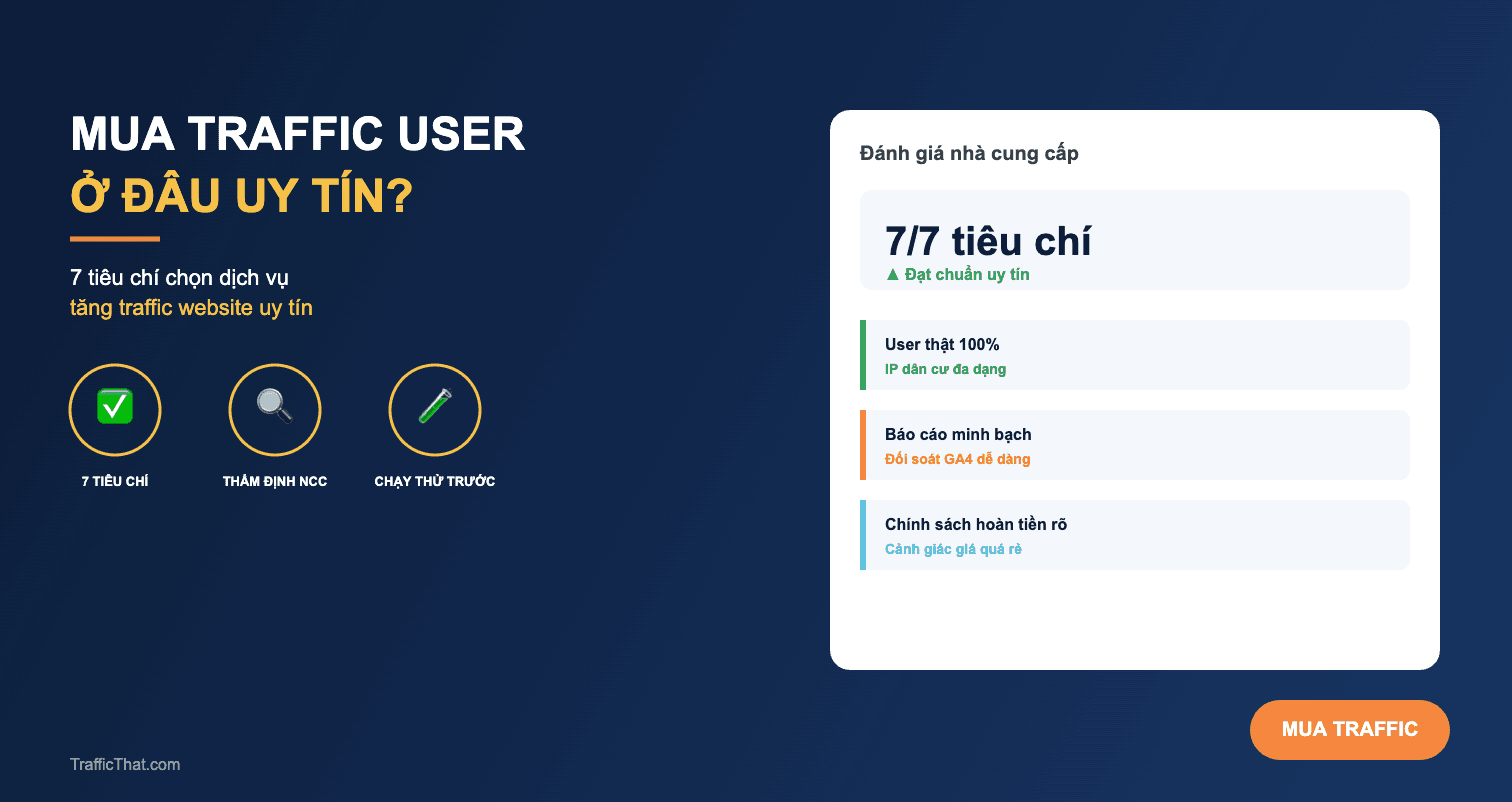 Mua traffic user ở đâu uy tín: 7 tiêu chí chọn dịch vụ tăng traffic website - người dùng thật