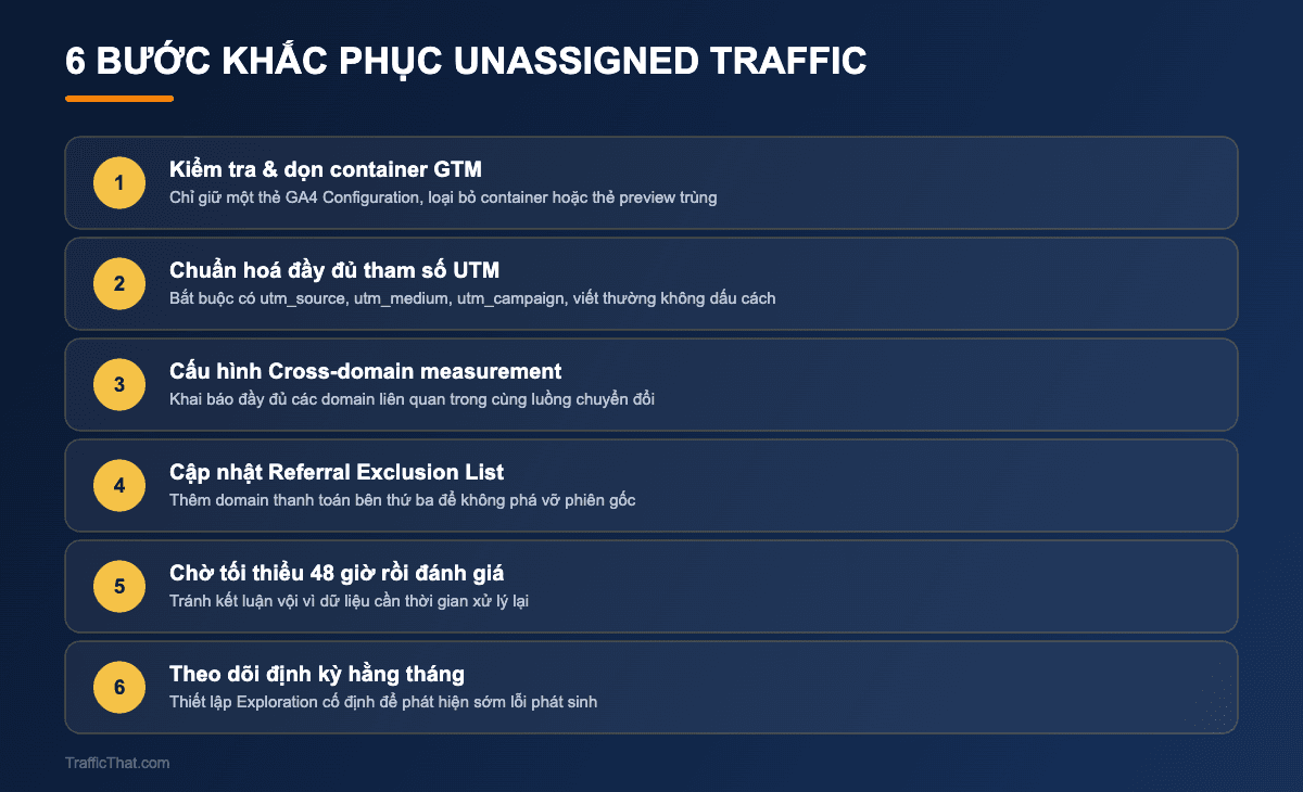 Checklist 6 bước khắc phục Unassigned Traffic trong GA4