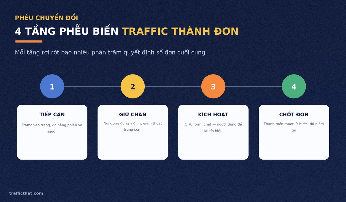 Bốn tầng phễu chuyển đổi Bốn tầng phễu biến traffic thành đơn hàng