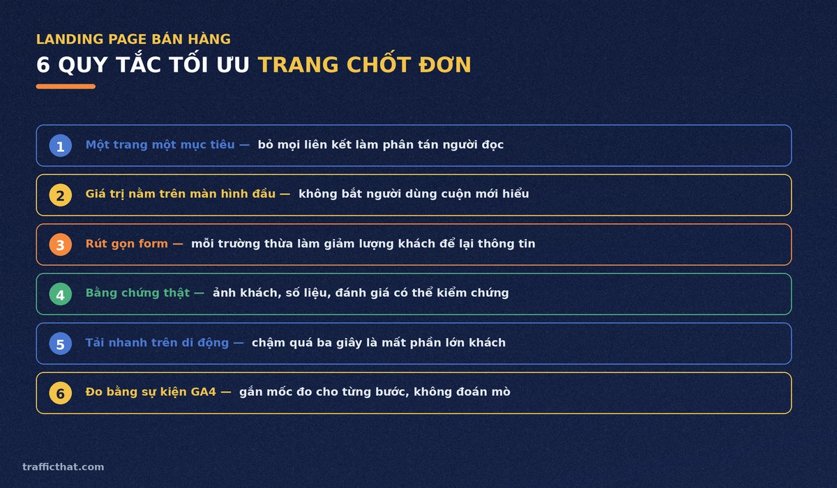 Sáu quy tắc tối ưu landing page bán hàng Sáu quy tắc tối ưu trang chốt đơn