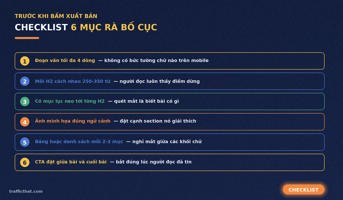 Checklist 6 mục rà bố cục trước khi xuất bản
