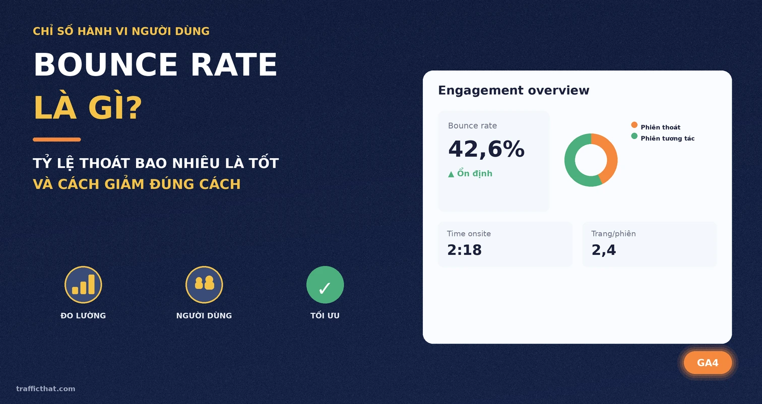 Bounce rate là gì - tỷ lệ thoát bao nhiêu là tốt Biểu đồ minh họa bounce rate là gì và tỷ lệ thoát bao nhiêu là tốt trên GA4