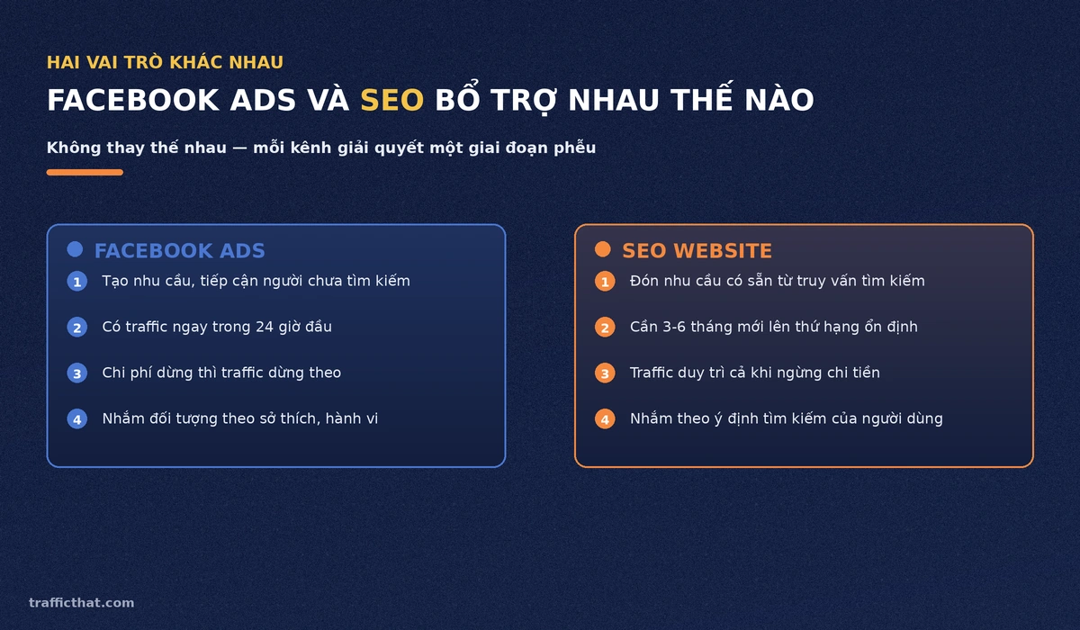 So sánh Facebook Ads và SEO website