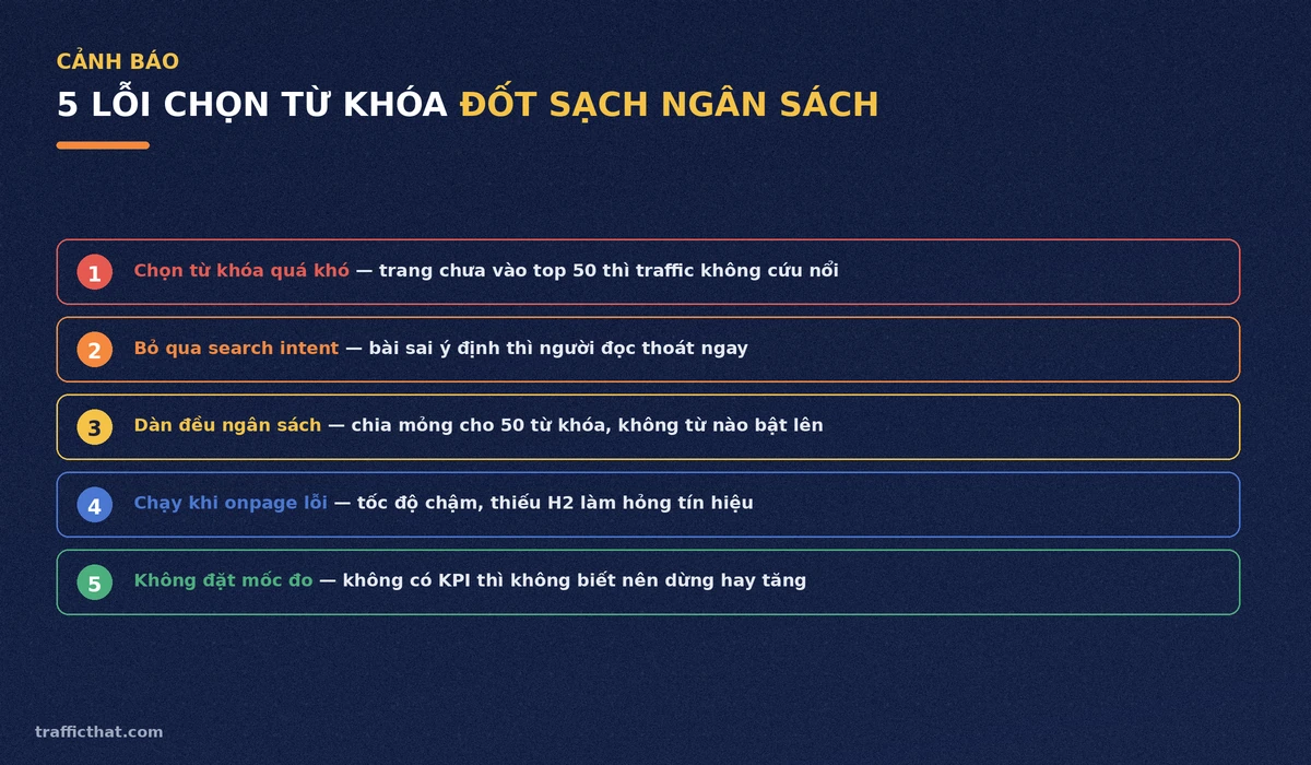 5 lỗi chọn từ khóa làm đốt sạch ngân sách traffic