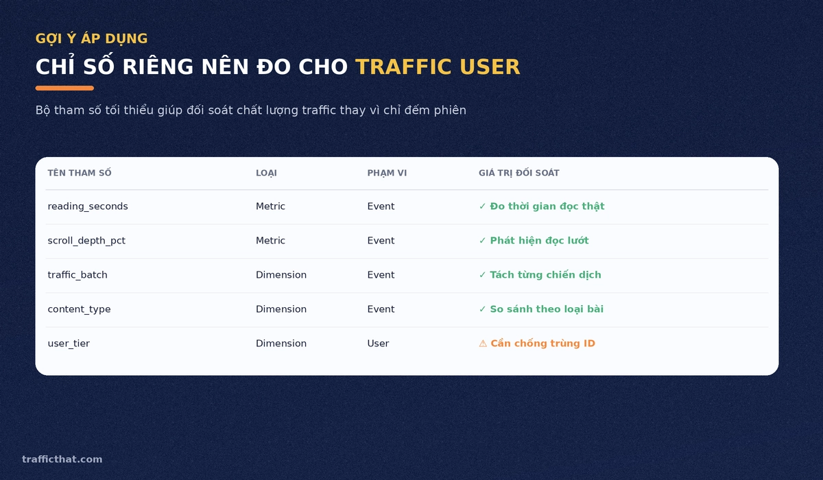 Các chỉ số riêng nên đo cho traffic user trong GA4 Các chỉ số riêng nên đo cho traffic user trong GA4