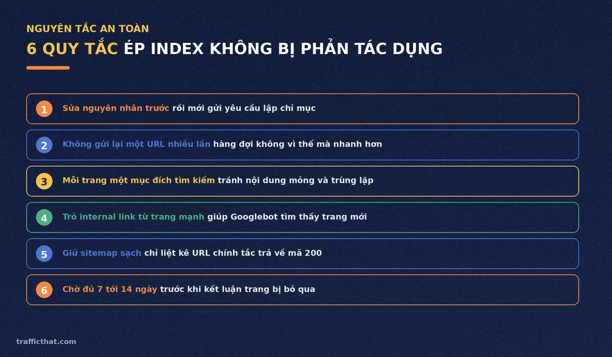 6 quy tắc ép index an toàn cho website Danh sách 6 quy tắc yêu cầu lập chỉ mục an toàn để không bị phản tác dụng