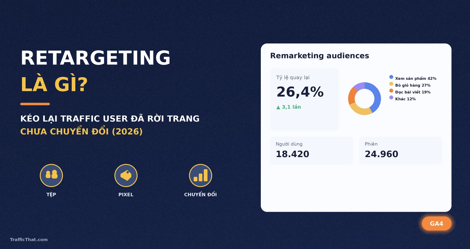 Retargeting là gì - minh họa tổng quan kéo lại traffic user đã rời trang Retargeting là gì - minh họa tổng quan kéo lại traffic user đã rời trang