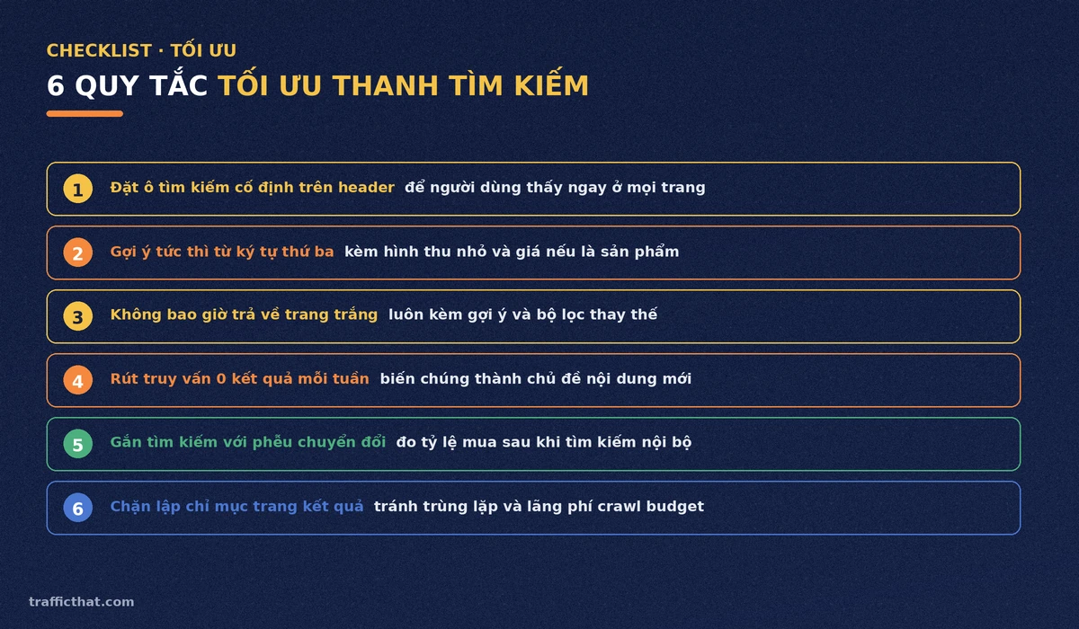 6 quy tắc tối ưu thanh tìm kiếm nội bộ để tăng time onsite