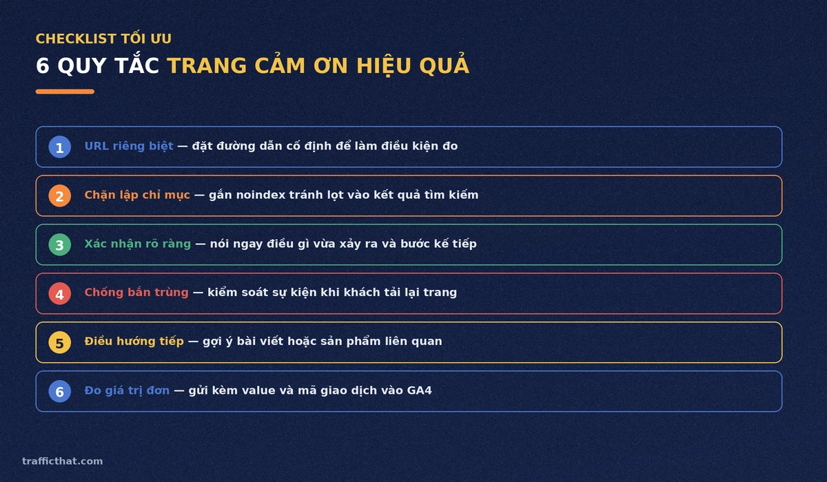Checklist 6 quy tắc trang cảm ơn hiệu quả Checklist 6 quy tắc xây dựng trang cảm ơn hiệu quả chuẩn CRO