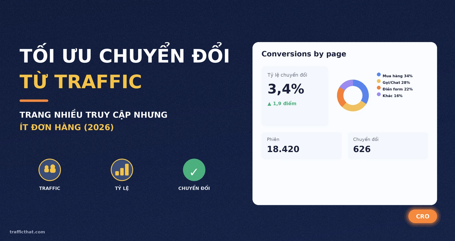Biểu đồ tối ưu chuyển đổi từ traffic: tỷ lệ chuyển đổi và số phiên trên dashboard GA4