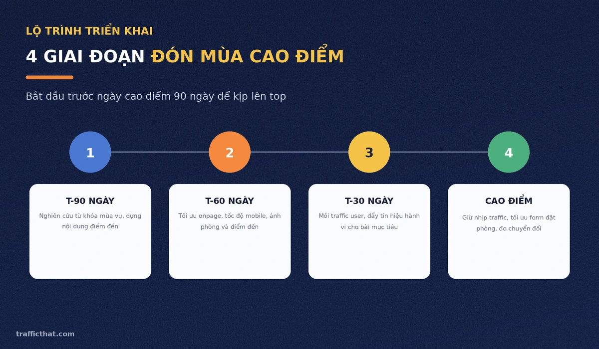 Lộ trình 4 giai đoạn kéo traffic cho web du lịch trước mùa cao điểm 90 ngày