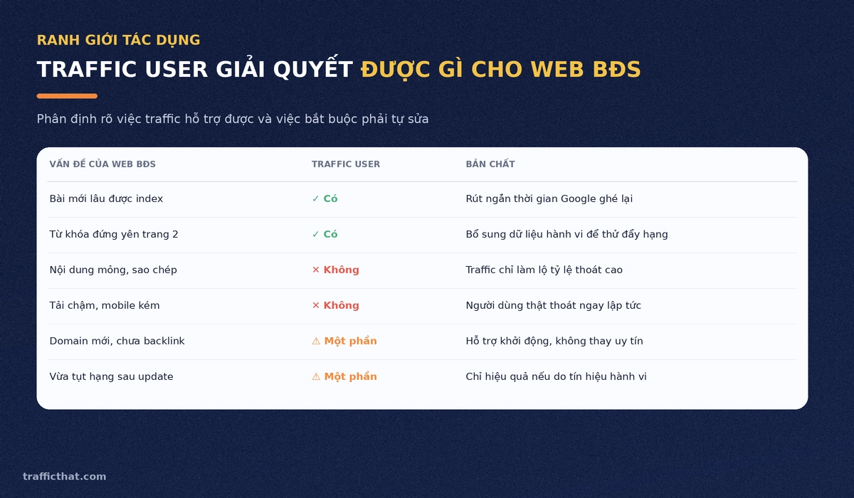 Bảng phân định traffic user giải quyết được gì cho website bất động sản