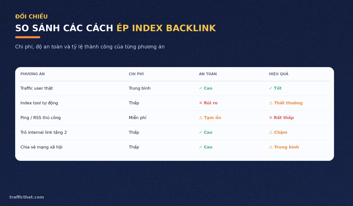 So sánh các cách ép index backlink So sánh các cách ép index backlink