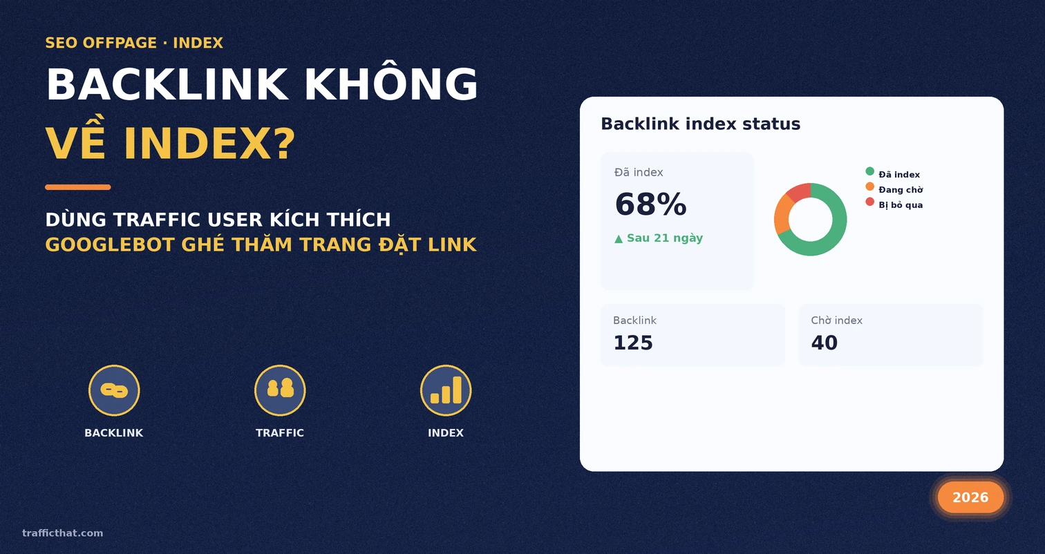Backlink không về index: dùng traffic user kích thích Googlebot Backlink không về index: dùng traffic user kích thích Googlebot