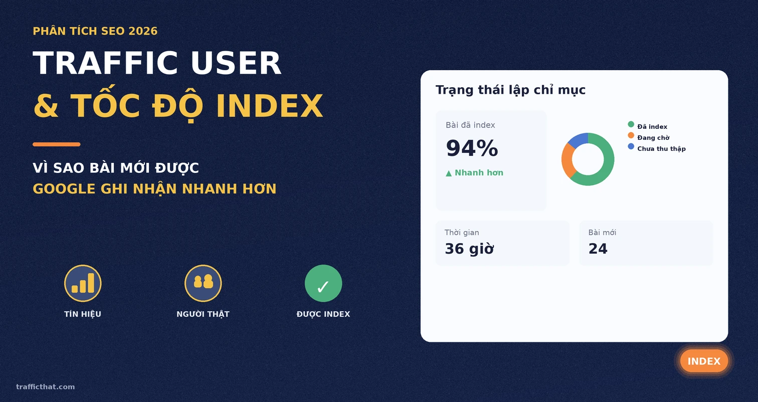 Traffic user và tốc độ index bài viết mới trên Google 2026