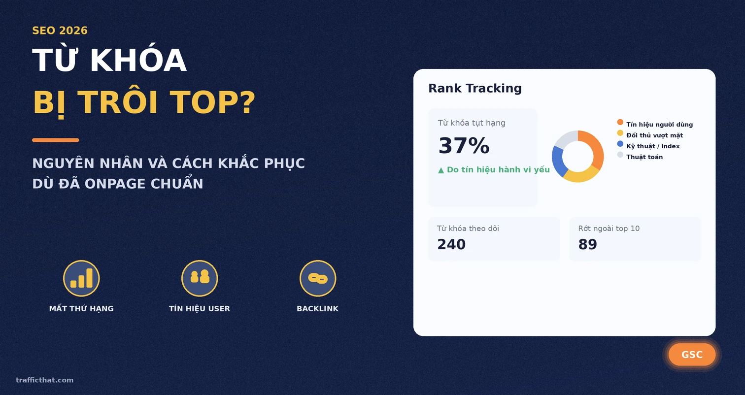 Từ khóa bị trôi top: nguyên nhân và cách khắc phục dù đã onpage chuẩn