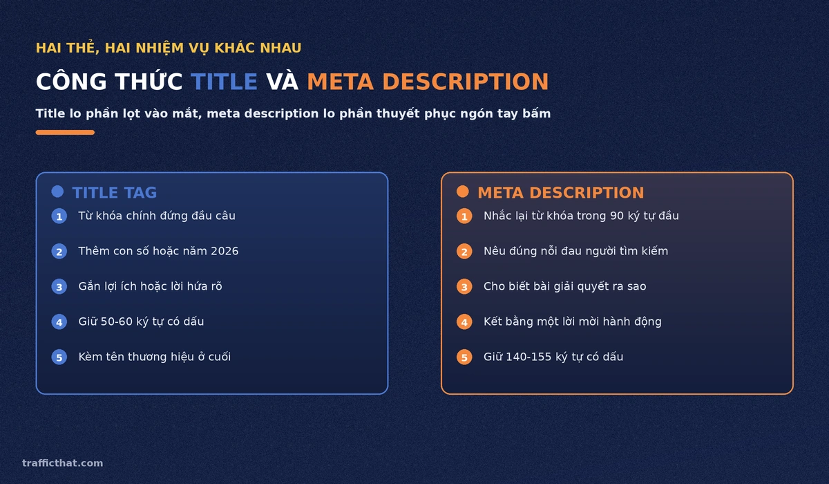 So sánh công thức viết title tag và công thức viết meta description chuẩn SEO