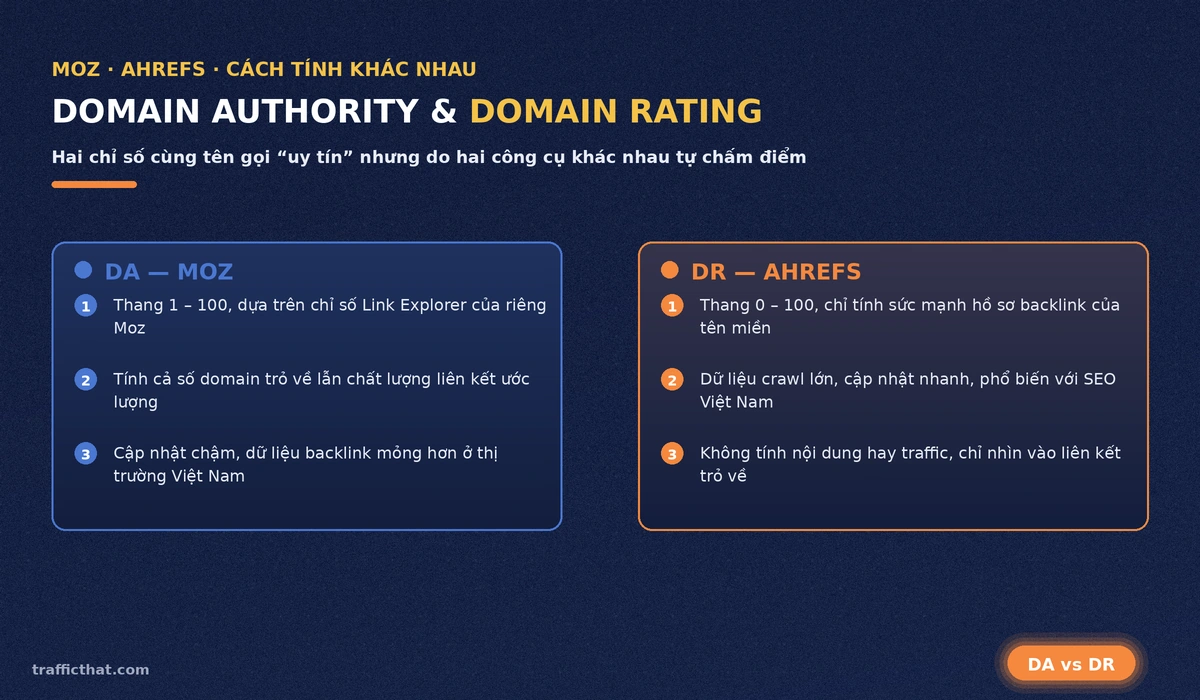So sánh DA Moz và DR Ahrefs So sánh Domain Authority của Moz và Domain Rating của Ahrefs
