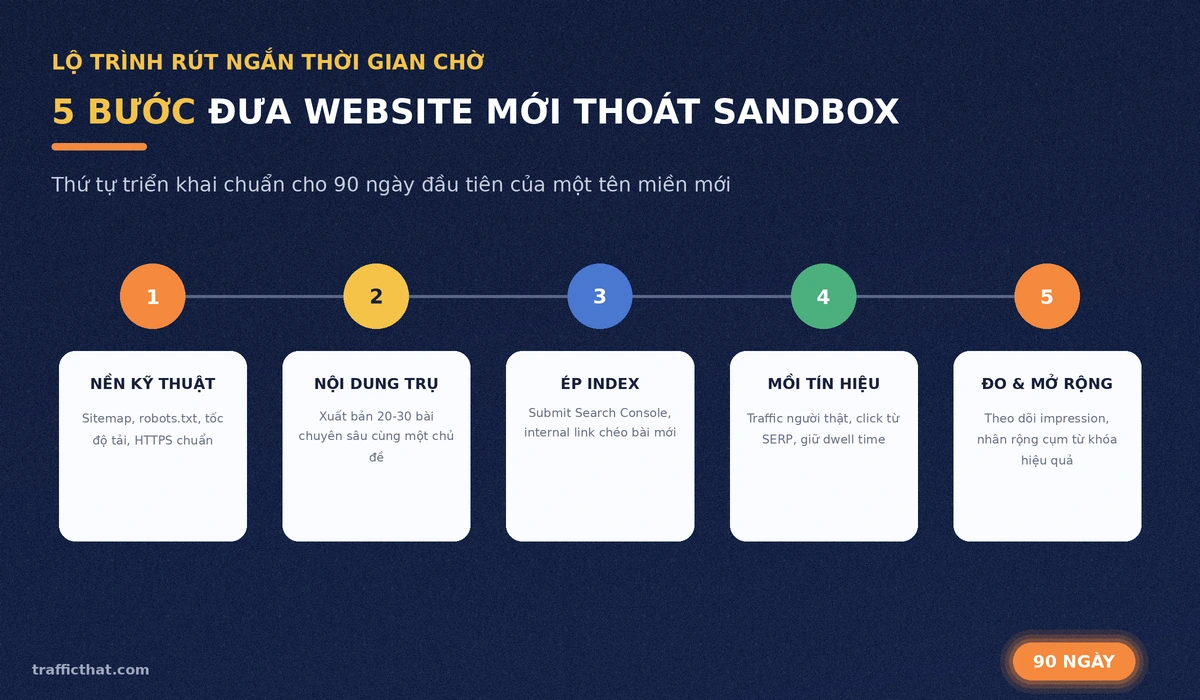 Sơ đồ 5 bước đưa website mới thoát Google Sandbox trong 90 ngày