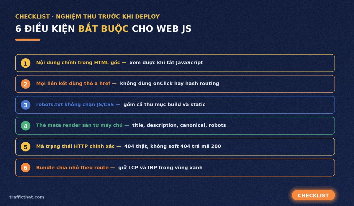 Checklist 6 điều kiện bắt buộc khi tối ưu JavaScript SEO