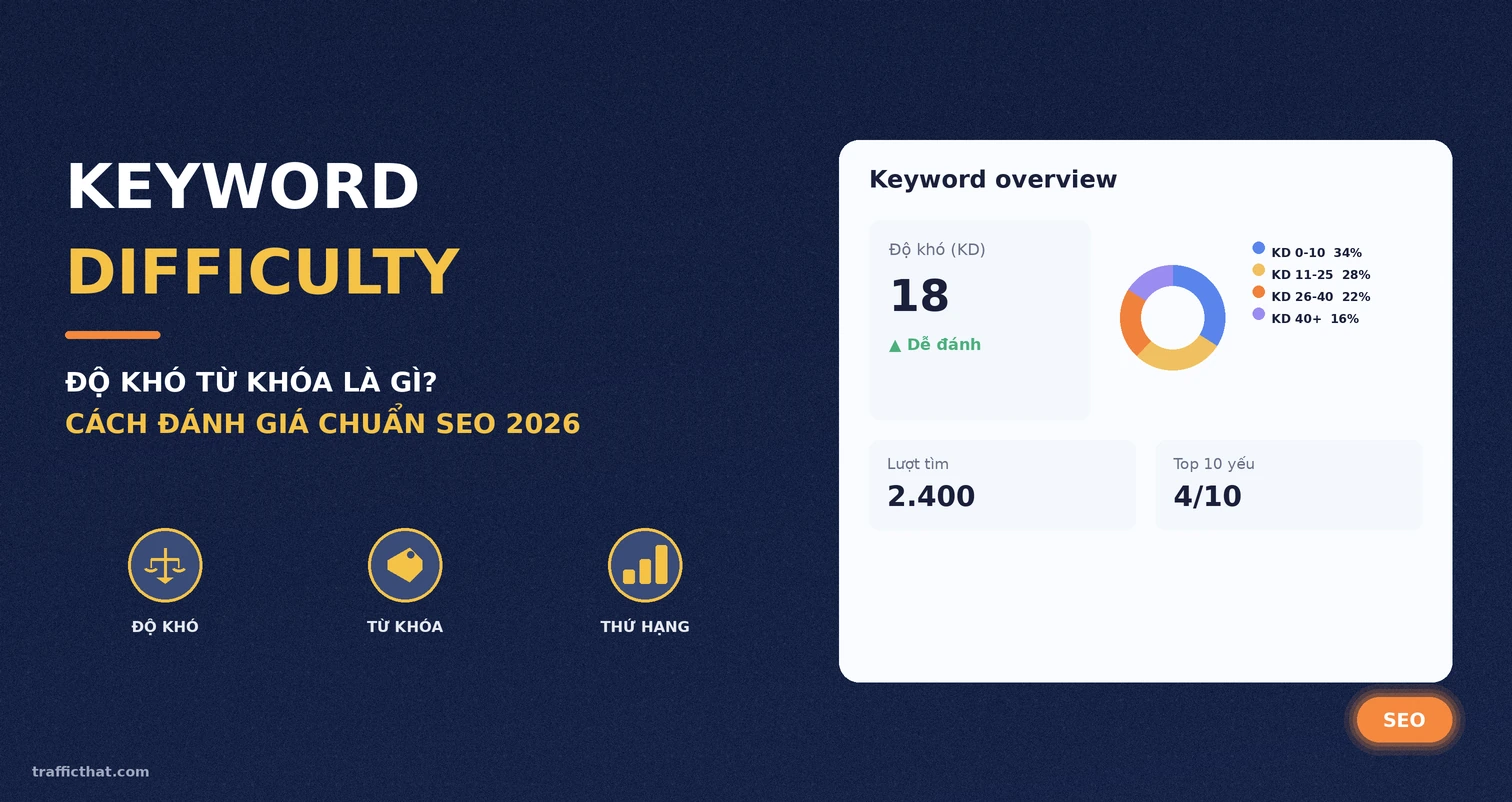 Keyword Difficulty là gì Keyword Difficulty là gì - cách đánh giá độ khó từ khóa chuẩn SEO 2026