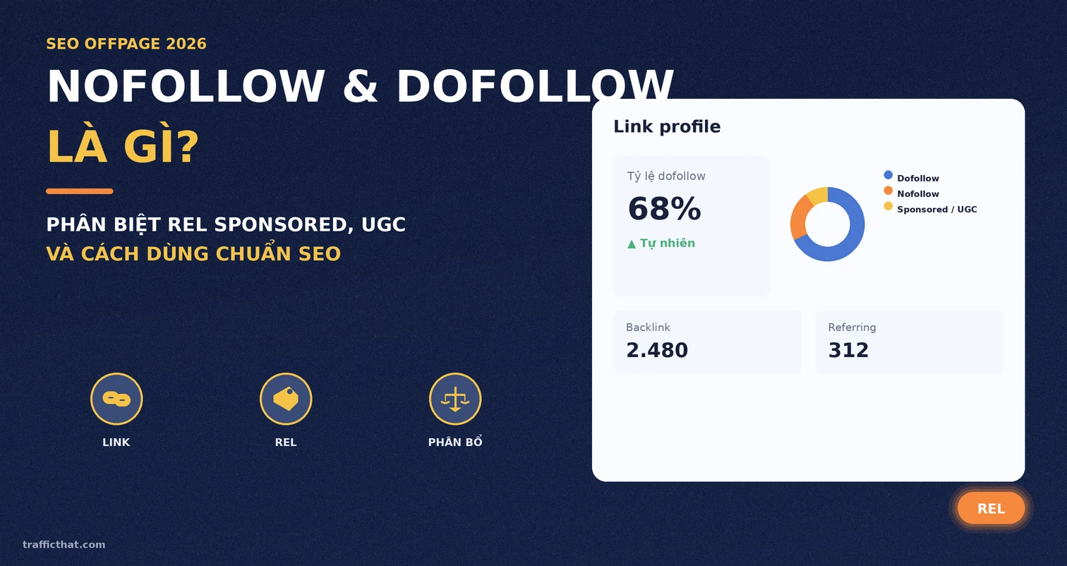 Nofollow và dofollow là gì - phân biệt rel sponsored, ugc chuẩn SEO 2026