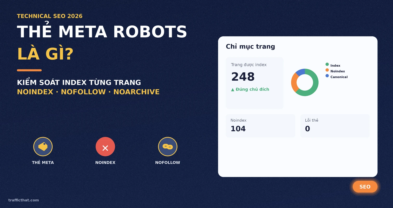 Thẻ Meta Robots Là Gì Thẻ meta robots là gì - bảng điều khiển chỉ mục trang với các directive noindex, nofollow, noarchive