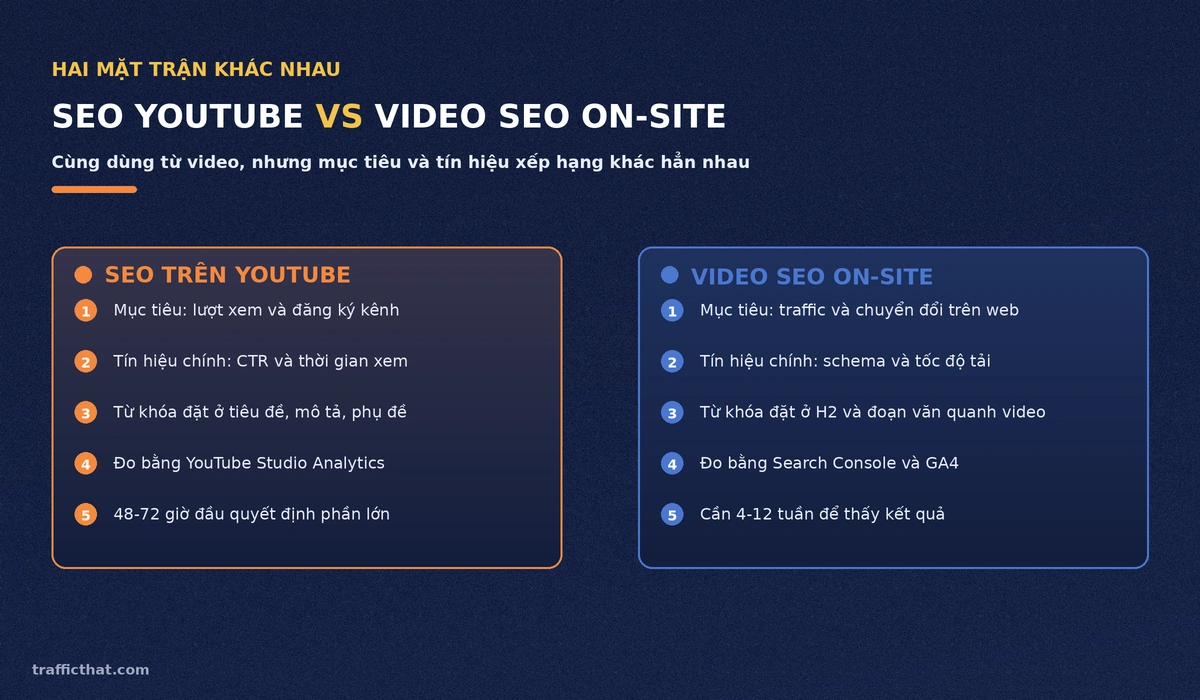 So sánh SEO YouTube và Video SEO on-site