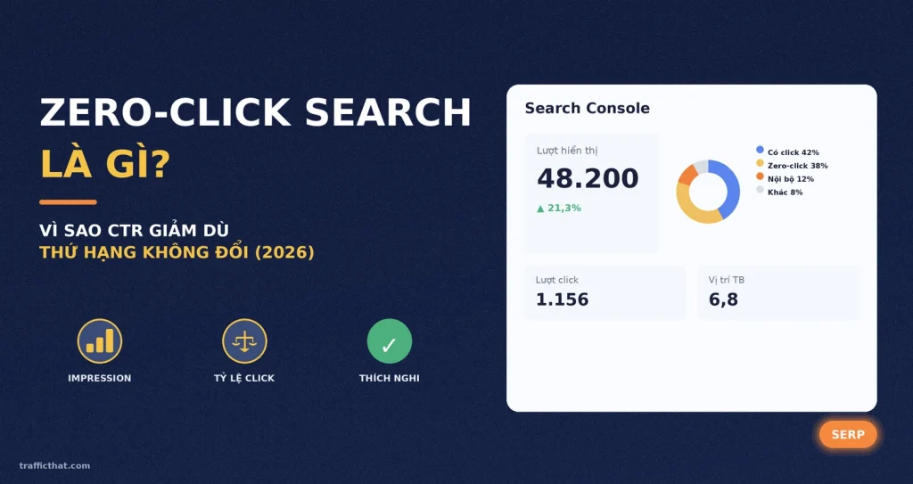Zero-Click Search Là Gì? Vì Sao CTR Giảm Dù Thứ Hạng Không Đổi (2026)